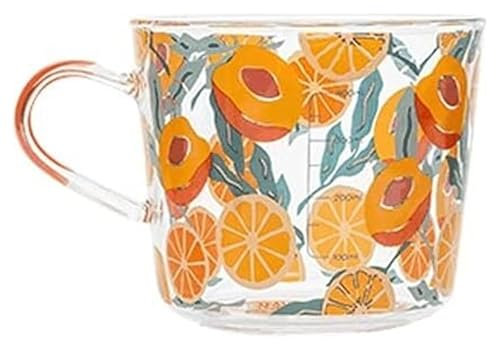 Taza Tazas De Café De Vidrio,Tazas De Café Expreso Transparentes Con Asa,Tazas Grandes for Bebidas Calientes 17.6oz Cristalería for Beber Sin Plomo-2Colors Con asas(Yellow)