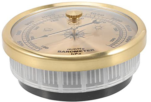 Mikikit Barometro Aneroide Portatile in Inox Quadrante Regolabile Per Giardino e Interni Misurazione Pressione Hpa Per Previsioni Meteo