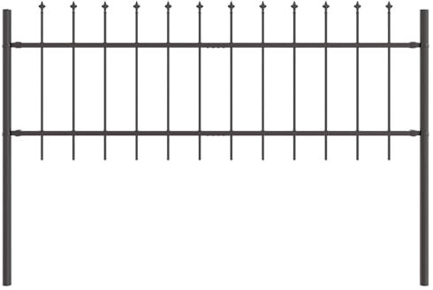 vidaXL Trädgårdsstängsel 5 pcs Grå 8,5 x 0,6 m Pulverlackerad stål, Trädgård och terrass, hållbar utomhusavskiljare, rektangulär stängselpanel, avdelare för patio, vågskärmdesign