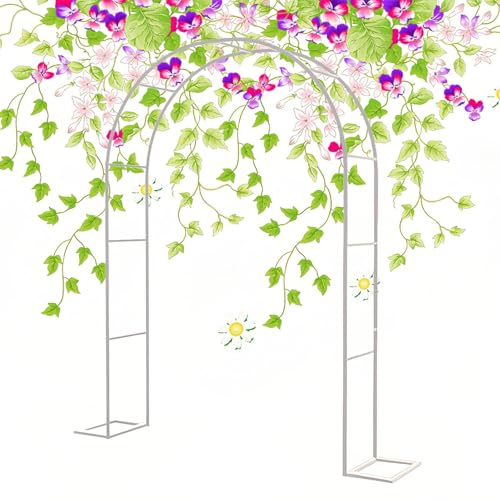 Grande Pergola en Métal - Arche De Jardin Décorative pour Glycine Vigne Fleurie - Arceau À Rosiers Treillis De Arceau De Mariage pour Intérieur/extérieur(White,180 * 220cm/5.9 * 7.2ft)