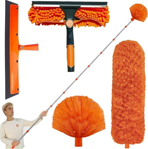 6 m Teleskop‑Staubwedel‑Set mit 1,5–4,9 m Verlängerung, zur Reinigung von Decken, Fenstern, Dächern und Spinnweben