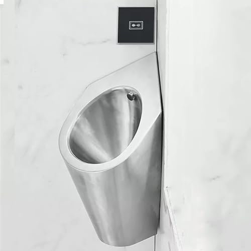 WDSOPK Orinatoio in Acciaio Inox 304, Orinatoio Verticale Sospeso, Orinatoio per Uso Residenziale con Valvola di Scarico, Orinatoio Creativo Ad Alta Efficienza, per Hotel/Bar/AE(Silver 5)