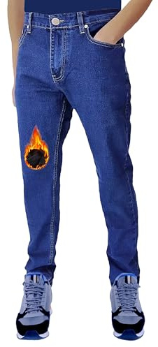 Jeans Invernali Uomo Termici Interno Pile Elasticizzati Mastino vestibilità Comoda Regular Fit (IT, Numero, 48, Regular, Regular, Denim Medio)