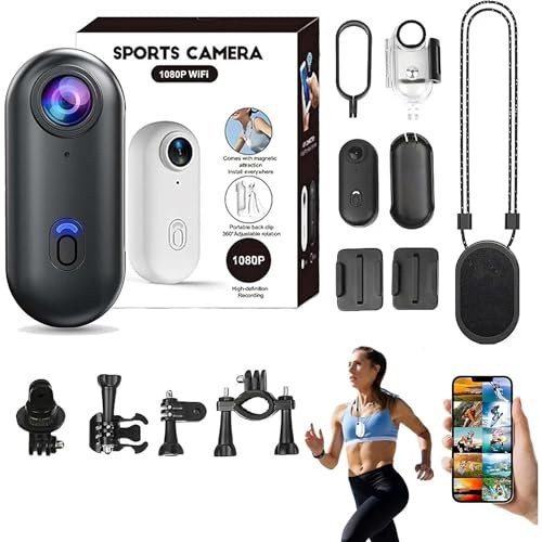 Action Camera 1080P Body Cam Telecamera Con Registrazione Audio e Video Action Cam Portatile Impermeabile Camera 360° Clip Magnetica Videocamera POV per vlogging Ciclismo Escursionismo Viaggi Sport