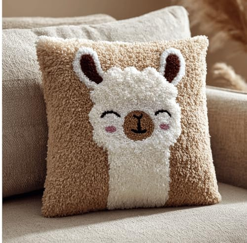 Taxpy Knüpfkissen-Set,Strickset-Kissen,Alpaka Teppich-Set Für Anfänger,Knüpfset Für Anfänger,Erwachsene,Knüpfset 43 X 43 Cm