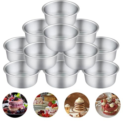 YuleNova 12 Pcs Cake Tins for Baking,4 Inch Round Cake Tin Set, Mini Cheesecake Tin Small Cake Pan, Anodized Aluminum Non-Stick Baking Trays for Bread, Pies, Pizza, Quiches