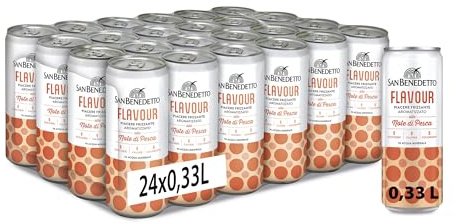 San Benedetto Flavour - Note di Pesca, Confezione da 24 Lattine da 330 ml, Bevanda Analcolica Dissetante, Aroma Fruttato e Delicato, in Lattina, Zero zuccheri