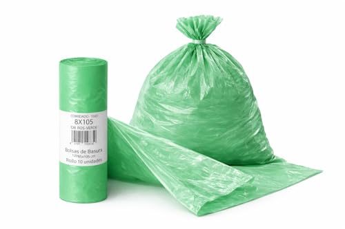 Bolsas de Basura Verdes 120L 85x105 cm, 15 Rollos de 10 Bolsas | Resistentes, Industriales, Contenedor Grande, Uso Doméstico y Profesional