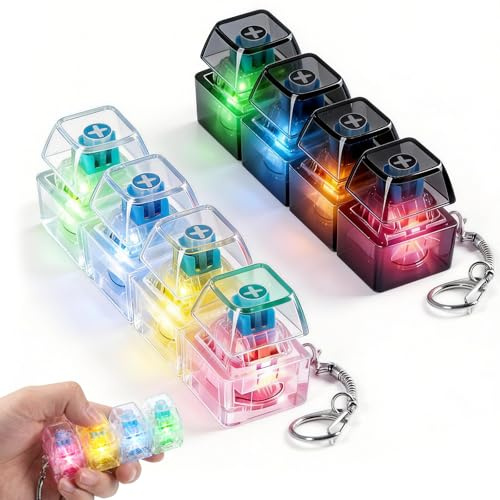 Fidget Toys Tangentbord, 2 st Anti-stress Tangentbord Leksak Fidget Toys Clicker med LED-ljus för Anti-stress Nyckelring, Present för Vuxna Studenter Barn