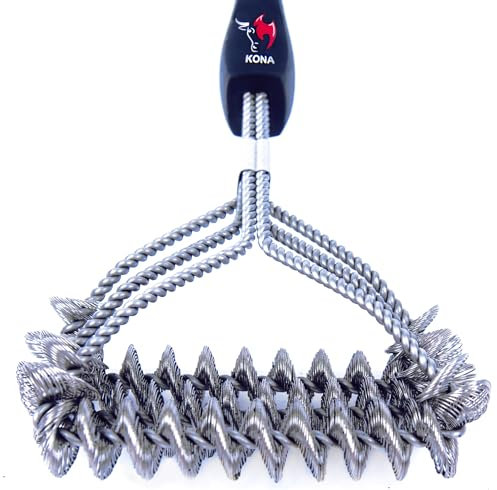 Kona Brosse pour Barbecue sans Poils - Nettoyant pour Barbecue en Acier Inoxydable 100% Résistant à La Rouille ~ sans Danger pour La Porcelaine, La Céramique, l'Acier et Le Fer