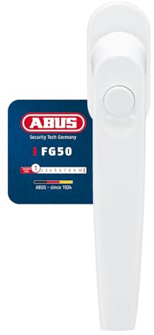 Abus Fg50 Maniglia per Finestre con Blocco, Sistema Antieffrazione per Maniglia con Pulsante Bloccabile, Livello di Sicurezza: 3, 78773, Bianco