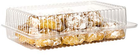 Software Retail Large Plastic Reusable Clear Box [cm] 21.5x11x6, 1200ml, Great for Cookies, Biscuit, Muffin, Cracker, Salad, Deli Fast Food Container, Takeaway, Hinged, Plastic Lids Storage (5)