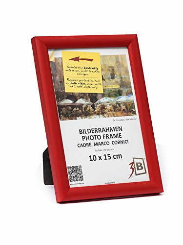 3-B Bilderrahmen ULM 10x15 cm - rot - Holzrahmen, Fotorahmen, Portraitrahmen mit Acrylglas