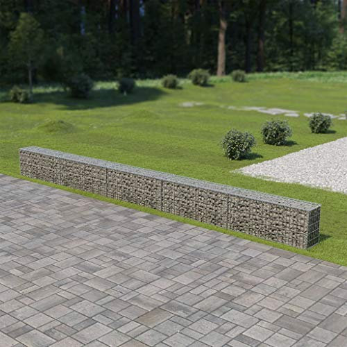 Festnight Mur à Gabion avec Couvercles Panier en Gabion Acier Galvanisé 600 x 30 x 50 cm