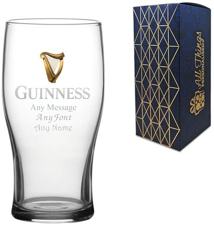 Personalised Engraved Official Guinness Glass, Gift Boxed, Personalise with Any Message for Any Occasion