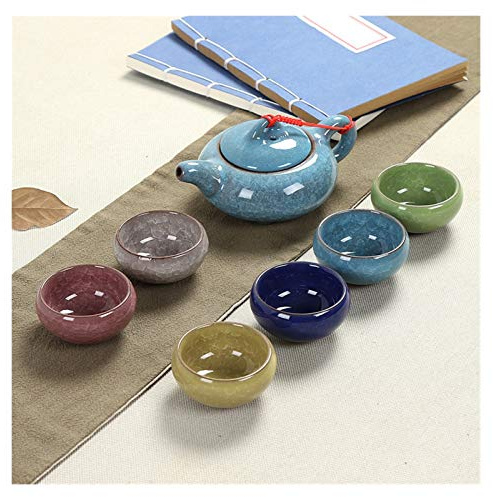 Servizio di caffè Cinese Kung Fu Set da tè Set di porcellana Teiera Tazza Cina Travel Kung Fu Set da tè ceramica portatile porcellana ghiaccio cycled glassa tazza e confezione regalo Servizio da tè