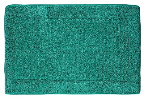 PANA® Viskoelastische Frottee Badematte (50 x 80 cm) • Hochflor Badvorleger mit viskoelastischem Memoryschaum • rutschfest und saugstark • Waschbarer Duschvorleger • Farbe: Türkis