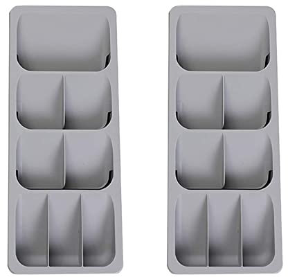 Faridabio Lot de 2 plateaux d'argenterie, boîte de rangement extensible pour couverts de cuisine, cuillères, fourchettes, plateau d'argenterie pour tiroir