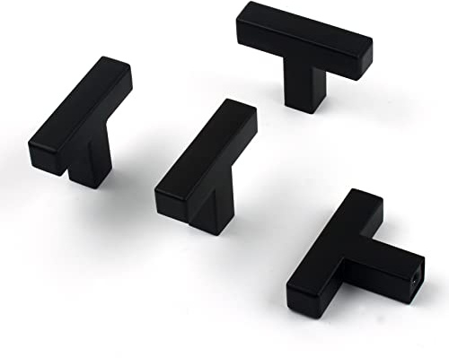CVIUYO 4 Pack 2 Inch Cupboard Handles, T Bar Cabinet Handle, Black | Durable & Corrosion-resistant, Easy DIY Mount, Fit 50mm Hole Spacing, Screws included, for Kitchens, Wardrobes, Bathrooms