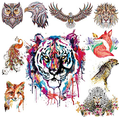 Woohome 10 Stil Patch Sticker Patches zum Aufbügeln, Tier Thermotransfer Patches Aufkleber Thermotransfer Patch für T-Shirt, Kleid Schmücken