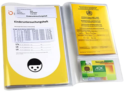 OLGS U-Heft Hüllen transparent 3-teilig | Uhefthüllen für Kinderuntersuchungsheft aus Kunststoff | Untersuchungsheft Schutzhüllen zur Geburt für Baby & Kinder mit Fach für Impfpass (Blanko 5 Stk.)