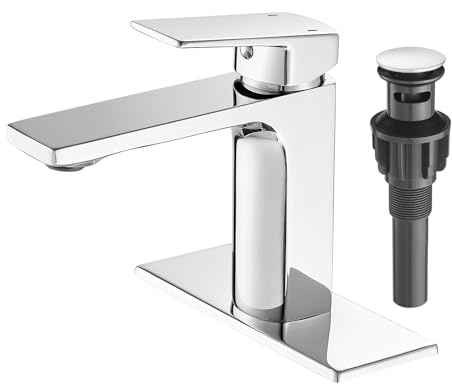 VOTON Chrome Bathroom Faucet Single Handle Bathroom Sink Faucet Lavatory Vanity Faucet with Pop Up Drain & Water Supply Lines