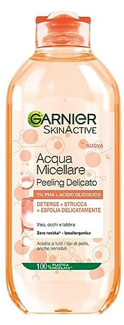 Garnier SkinActive Acqua Micellare Tutto-in-1, Peeling Delicato, Esfoliante, Per Tutti i Tipi di Pelle, Senza Risciacquo, Formula Vegana e Ipoallergenica, 400 ml