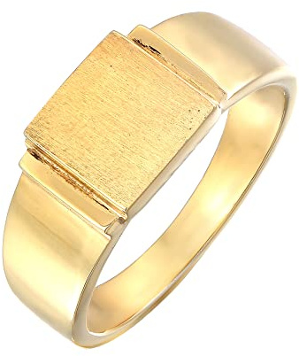 Kuzzoi Siegelring Herrenring 12 mm quadratisch matt 925 Silber vergoldet | Klassischer Herren Silberring Bandring für Männer in der Ringgröße 60 - 66