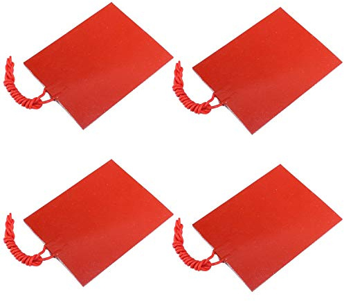 DONGKER 4PCS Silikon Heizmatte, Gummi Heizplatte 12V 25W Heizdecke Flexible Matte Konstante Temperatur 80X100mm