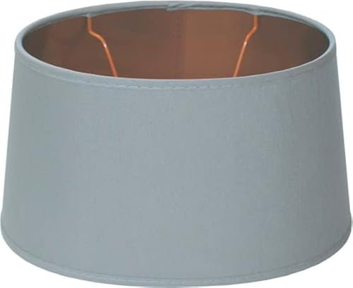 Tisch-Lampenschirm *oval*,Chintz grau, innen KUPFERFOLIE/Du=25cm Do=21, schräge H=14cm