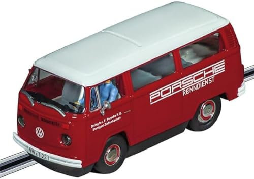 Carrera - 20031096 Digital 132 I VW Bus T2b Porsche Renndienst I Teil des Porsche Teams I Slotcar im Maßstab 1:32 I Authentische Frontbeleuchtung I Slotcar Rennbahn