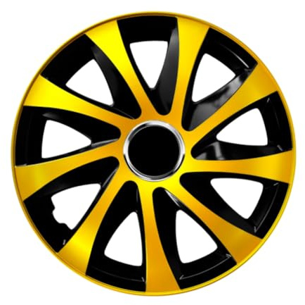 Luckyberg Radkappen 13 Zoll Drift | Zierkappen in vielen Farben, Radzierblenden 4er-Set für die meisten Automarken und Stahlfelgen. Felgenabdeckung für Autofelgen. (13 - Gold/SCHWARZ)