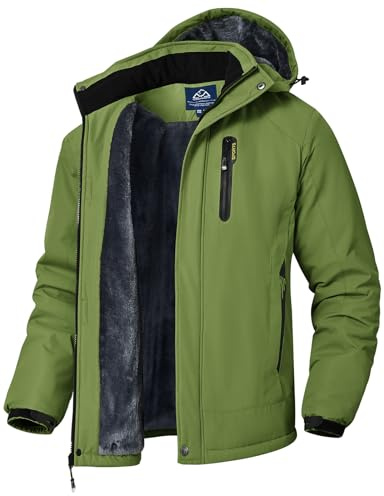 donhobo Herren Winter Skijacke Atmungsaktiv Warm Gefüttert Winterjacke Wasserdichte Winddichte Outdoor Verdickt Funktionsjacke mit Abnehmbarer Kapuze