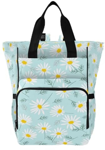 Blöjväska ryggsäck multifunktion vattentät ryggsäck blöjväskor för män för shopping resor botanisk blommig tusensköna, flerfärgad, 1 size, Modern/åtsittande