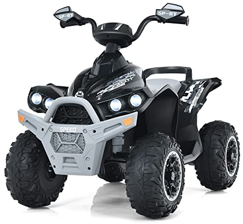 DREAMADE 12V Elektro Quad, 2,2-4,3 km/h Kinderquad mit Musik & Licht & Ladegerät & Hupe, Kinderauto Elektrisch für Kinder ab 3 Jahre, Belastbar bis 35KG (Schwarz)
