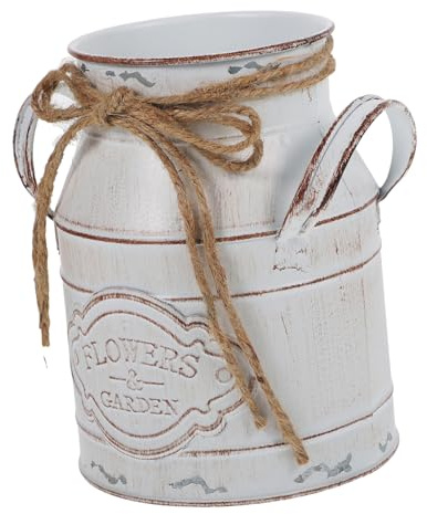 AOKWAWALIY Pastoral Retro Milk Bottle Office Decor Vintage Decor Retro Decor Vase Iron Flowerpot Metal Flower Bucket Multi-function Flowerpot Garden Supplies Straight Plant