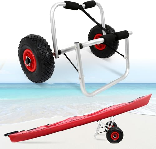 Herrselsam Kanuwagen Kajakwagen Faltbare Bootsanhänger Transportwagen SUP Aluminium Bootstrailer Bootswagen Surfwagen für Kanu Surfboard Faltboot bis 80 kg Anhänger für Boote