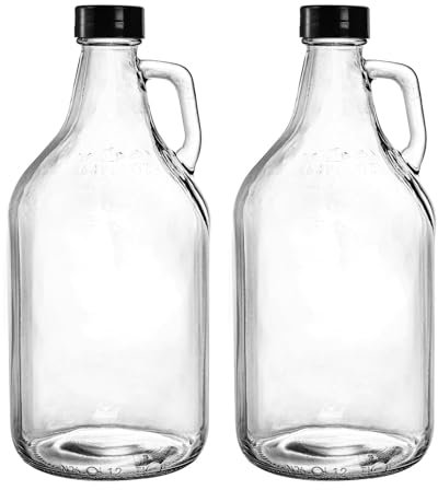 ANZAGA Half-Gallon Glass Jug, Glass Water Bottles with Handle (Pack of 2)