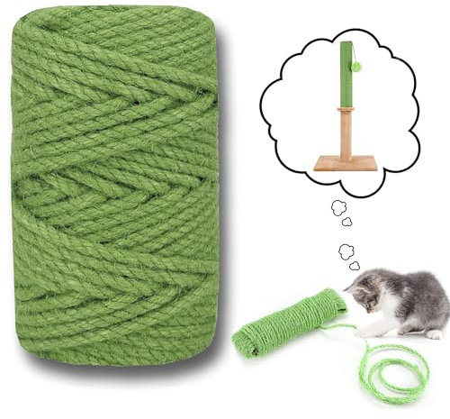 CEASELESLY 6mm*30m Corda in sisal verde,String Sisal per Tiragraffi,Corda di Canapa Per Gatti,String per Tiragraffi per Gatti Adatto per Arredare Soggiorno Giardino Ufficio Artigianato (verde)