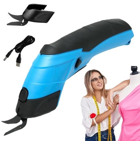Teksome Schnurlose elektrische Schere, elektrische Schere für Karton,Elektrische Stoffschere Akku-Stoffschere | Robuste, kabellose, über USB wiederaufladbare Schere für Baumwollstoffe, Leder, Pappe,