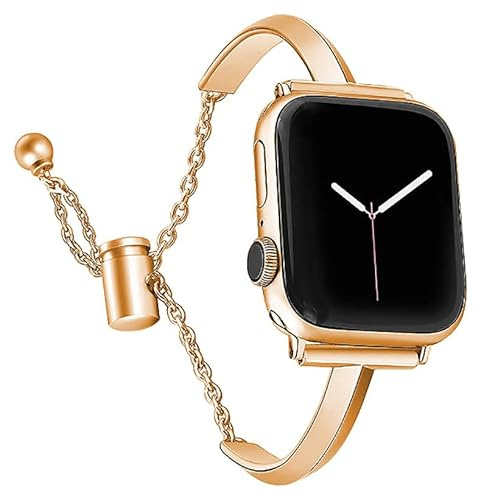 Bracelet Remplacement pour Apple Watch, Bracelet en acier inoxydable bracelet femme Bijoux für Apple Watch 42mm/44mm/45mm/49mm iWatch SE(2)/9/8/7/6/5/4/3/2/1&Ultra Séries (ROSE, 38/40/41MM)