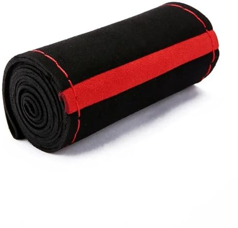 Lenkradbezug Lenkradbezug Aus Fell Fürs Auto Universell 38 cm Geflochten Schutzbezug Für Auto-Lenkrad Leder rutschfeste Innenteile Lenkradhülle(Red red line)