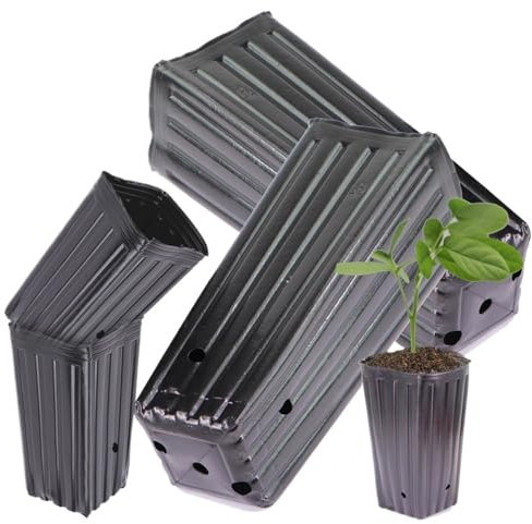 Taza de plantación de plántulas de plantas cuadradas altas, maceta transpirable de plástico negro grueso for vivero, bolsas de cultivo for trasplante de árboles de jardín Macetas Plastico(D-10x30cm,10