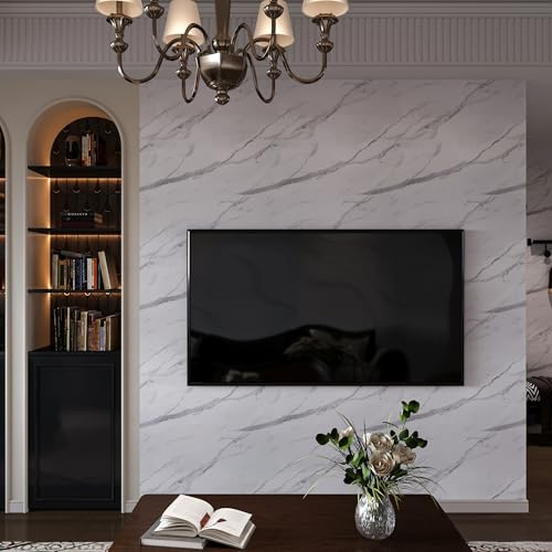 JSEVEM 80CM×9M Extra Breit Weiße Grau Marmor Muster Tapete Selbstklebend Weiß Graue Möbel Klebefolie Steinoptik Wandtapete Selbstklebende Marmoroptik Wohnzimmer Wasserdichte Möbelfolie Badezimer
