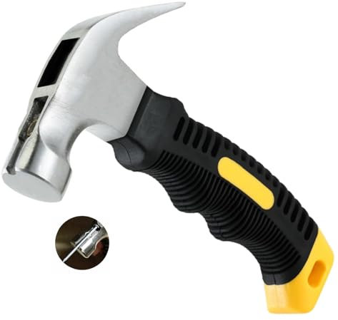Wnqou 8oz Claw Hammer - Smooth Face Camping Mini Hammer with Magnetic, Black