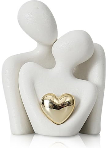 JJQHYC Statua Romantica di Coppia, Soprammobili Moderni, Piccola Decorazioni Casa, Coppia Statuetta Bianchi Regalo Anniversario di Matrimonio