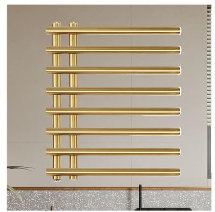 WRJAHCG Scalda Salviette da Bagno Elettrico Termostato Termoarredo Bagno A Parete,Portasciugamani Riscaldato per Bagno,Acciaio Inossidabile Scaldasalviette Elettrico Bagno,d'oro,Plug in