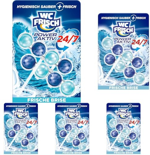 WC-Frisch Kraft Aktiv Duftspüler Frische Brise (2 * 50 g), WC Reiniger für Reinigung bei jeder Spülung, Duftsteine für langanhaltend frischen Duft, + 50% Anti-Kalk Effekt* (Packung mit 5)