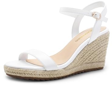Womens Open Toe Espadrilles Dressy Platform Sandals Slip on Elastic Ankle Strap Wedges Sandals