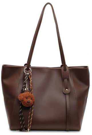 Hixingo Sac à Main Femme Grand Mode, Sac Fourre Tout en Cuir Classique Vintage Sac Epaule Rétro avec Poignée Supérieure pour Le Travail Shopping Party Voyage (Café,38 * 27 * 16cm)
